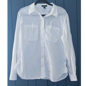Womens Vintage Lauren Ralph Lauren White Button Front Shirt Sz XL Classic Preppy